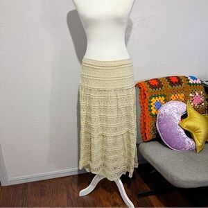 VTG Y2K Max Studio Lace Boho Hippie Cottagecore Whimsigoth Midi Skirt Large